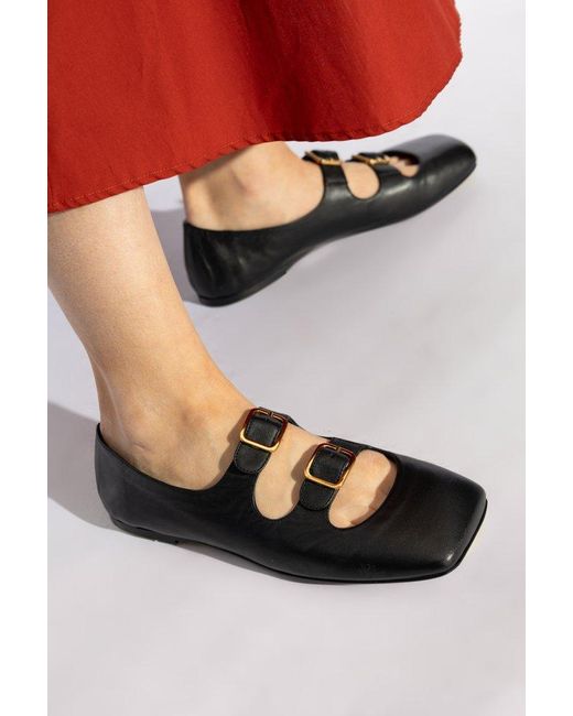 Agl Attilio Giusti Leombruni Black Double Strap Ballet Flat Shoes