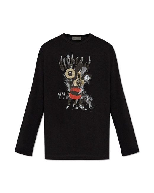 Yohji Yamamoto Black T-shirt With Long Sleeves, for men