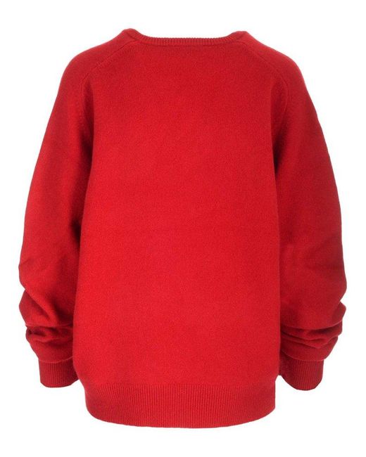 Tory Burch Red V-neck Long-sleeved Sweater