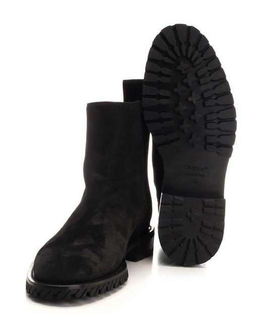 Off-White c/o Virgil Abloh Black Zip Detailed Ankle Boots for men