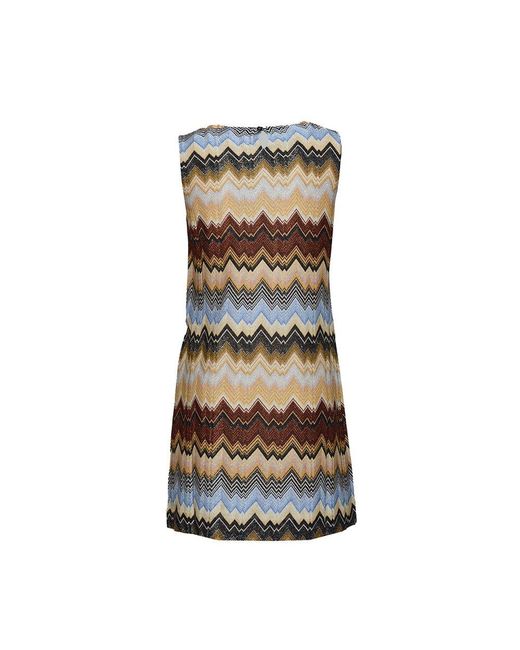 Missoni Brown Zigzag A-line Sleeveless Mini Dress