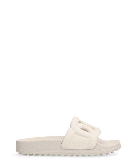 Tod's Logo Embossed Cut-out Detailed Slides in White | Lyst UK