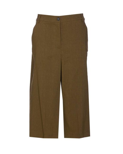 Pinko High Waist Wide-Leg Shorts in Green | Lyst
