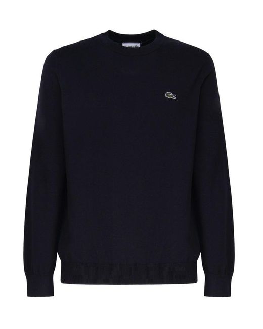 Lacoste Blue Logo Embroidered Crewneck Sweatshirt for men