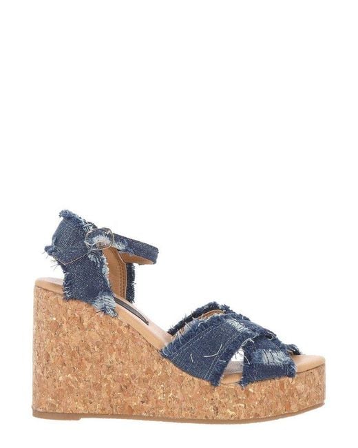 Colors Of California Blue Wedge Sandals