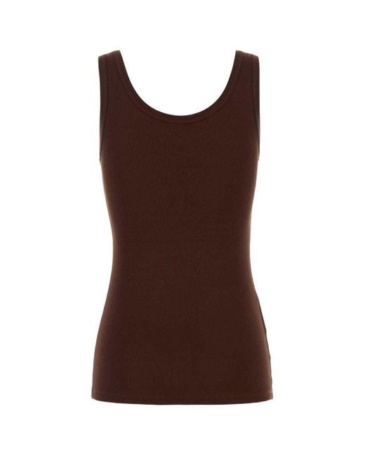 Prada Brown Triangle Logo Tank Top