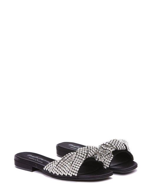 Sergio Rossi Black Embellished Slip-on Sandals