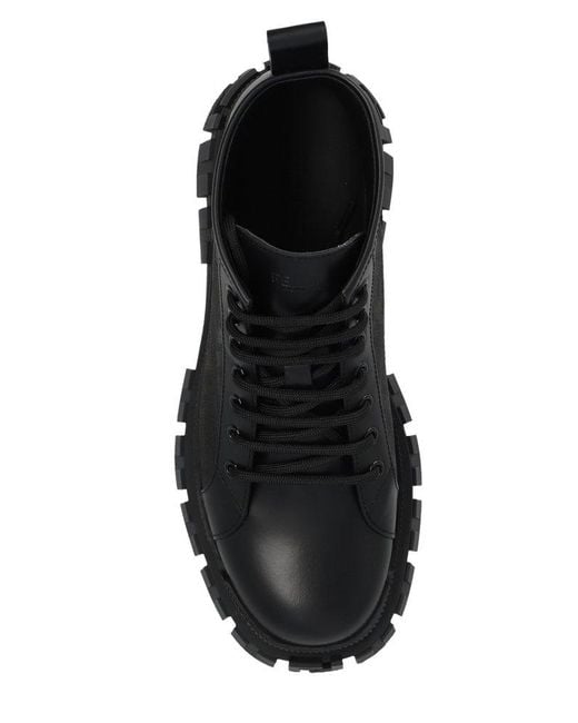 Fendi Black Monogrammed Lace-up Ankle Boots for men