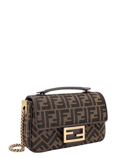 Fendi Gray Ff Fabric Shoulder Bag