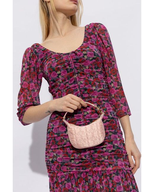 Ganni Pink 'butterfly Mini' Quilted Handbag,