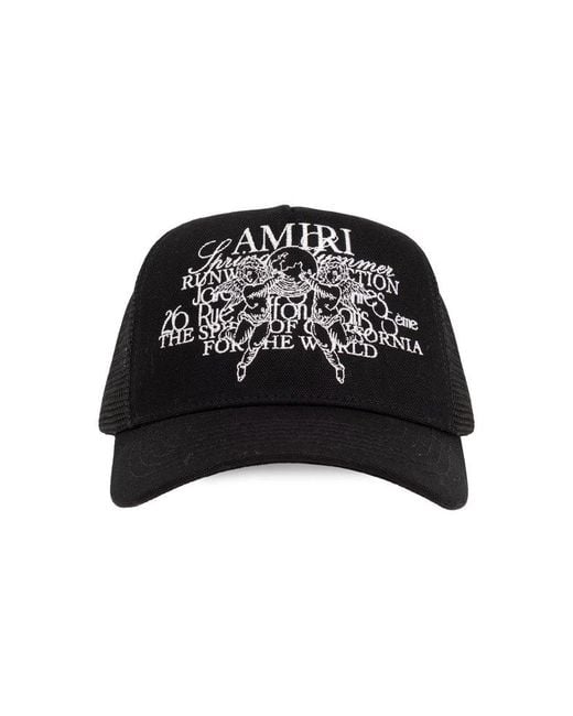 Amiri Black Logo Embroidered Baseball Cap for men