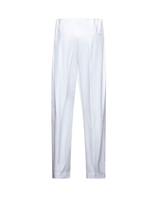 Khaite White Pressed Crease Drawstring Trousers