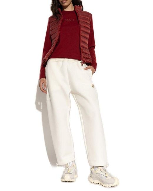 Moncler Red Logo Patch Zip-Up Panelled Cardigan