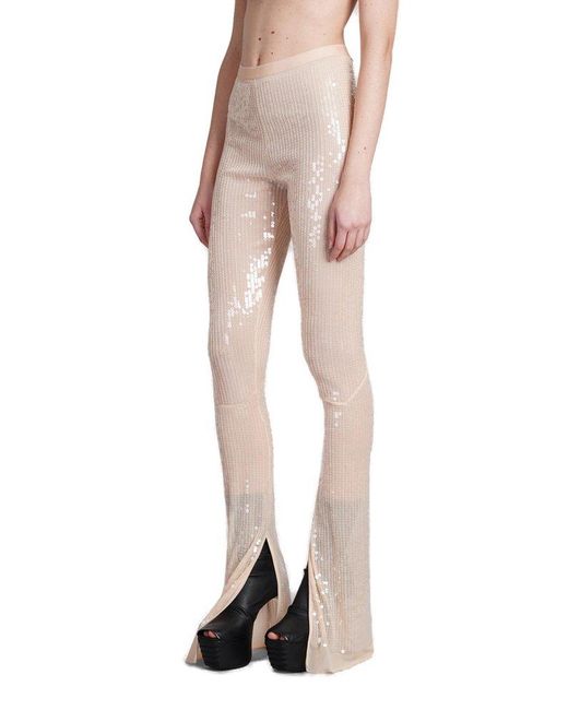 Rick Owens Natural Mid-rise Sequined Trousers