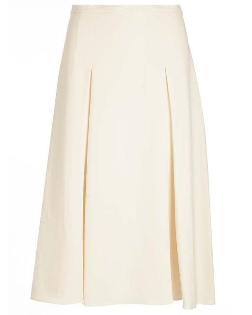 Theory High-rise Pleated Midi Skirt in White | Lyst