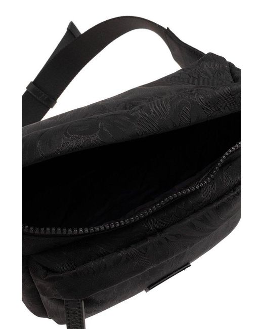 Versace Black Belt Bag With Barocco Pattern for men