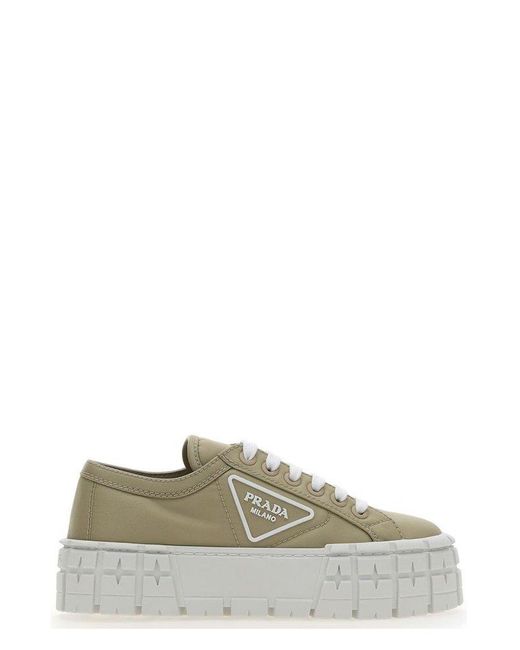 Prada Green Double Wheel Lace-up Sneakers