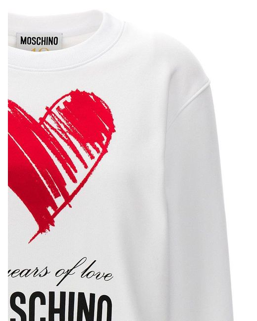 Moschino White '40 Years Of Love' Sweatshirt