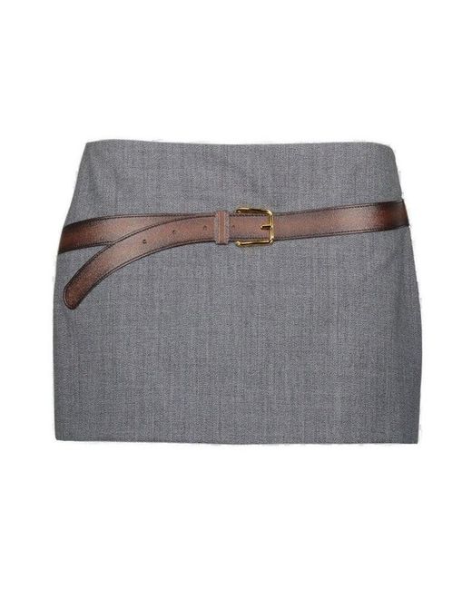 Prada Gray 3D Printed Belt Mini Skirt