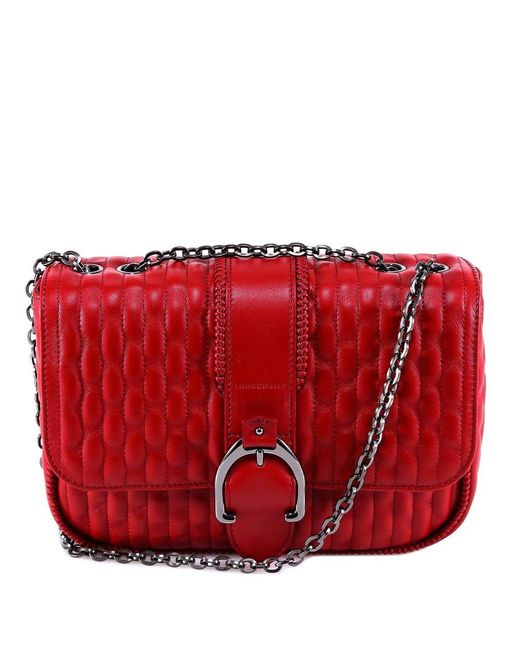 Longchamp Red Chain Strap Shoulder Bag