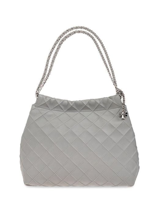 Tory Burch Gray Fleming Drawstring Hobo Bag