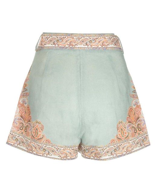 Zimmermann Multicolor Devi Paisley Printed Belted Shorts