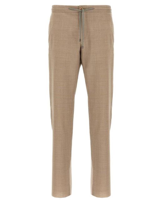 Pal Zileri Natural Drawstring Elastic Waist Pants for men