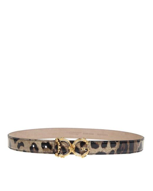 Dolce & Gabbana White Dg Plaque Leopard Print Belt