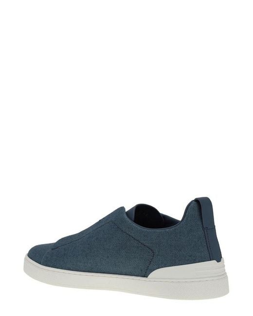 Zegna Blue Triple Stitch Sneakers for men