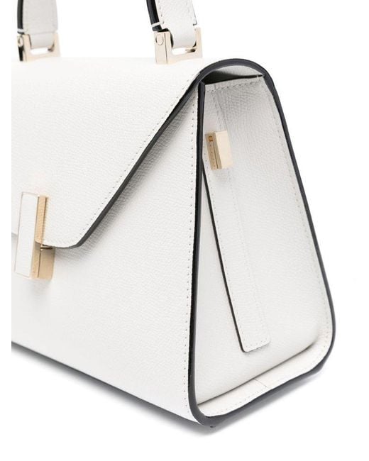 Valextra White Iside Foldover Top Crossbody Bag