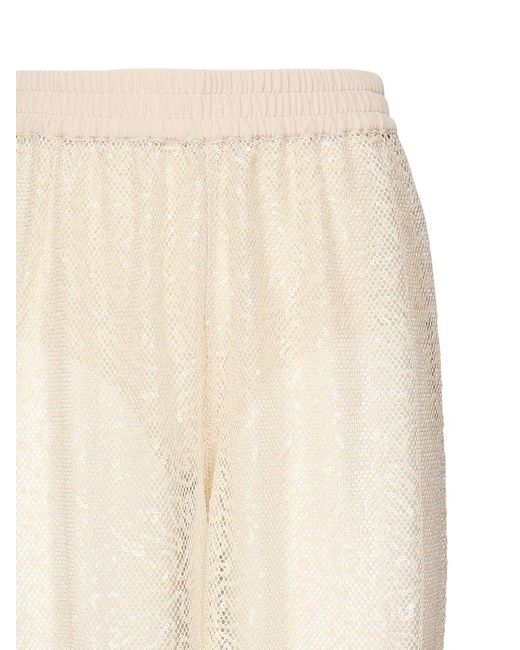 Pinko White Palazzo Trousers With Sequins
