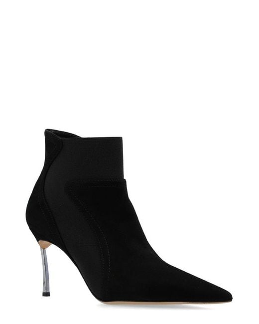 Casadei Black Pointed-Toe Heeled Ankle Boots