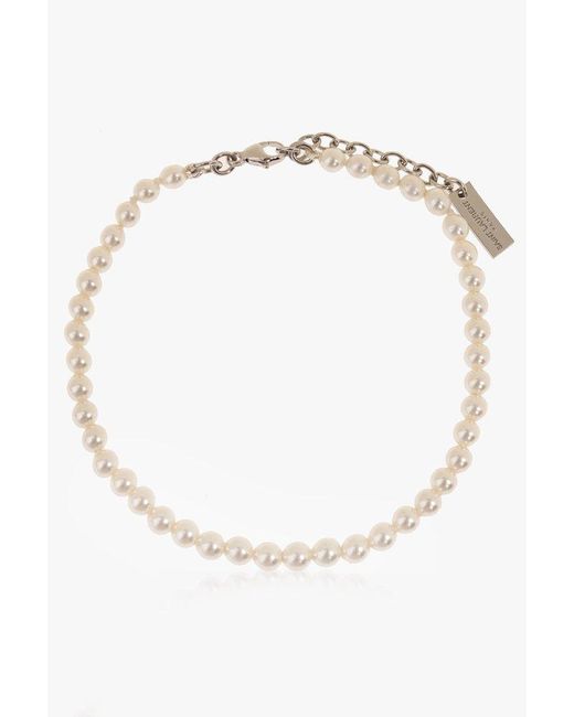 Saint Laurent White Bracelet With Glass Pearls for men