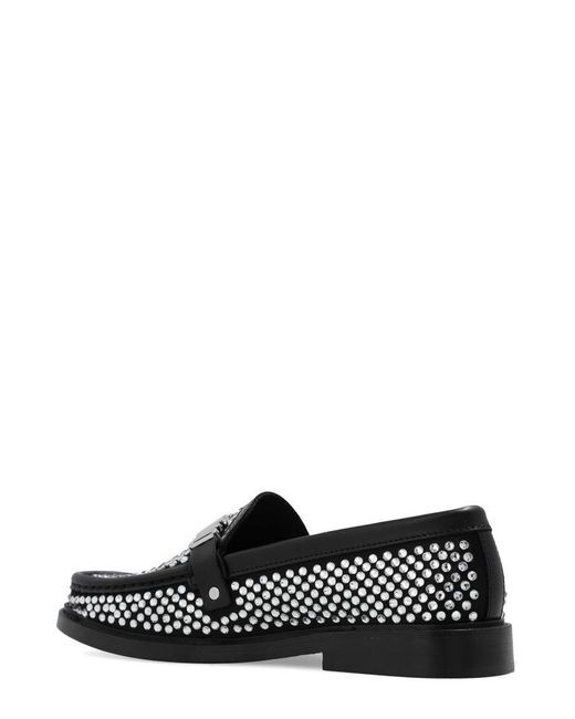 Moschino Black Embellished Round-toe Loafers