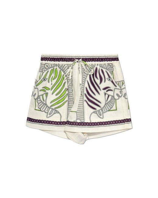 Tory Burch Multicolor Graphic Printed Drawstring Shorts