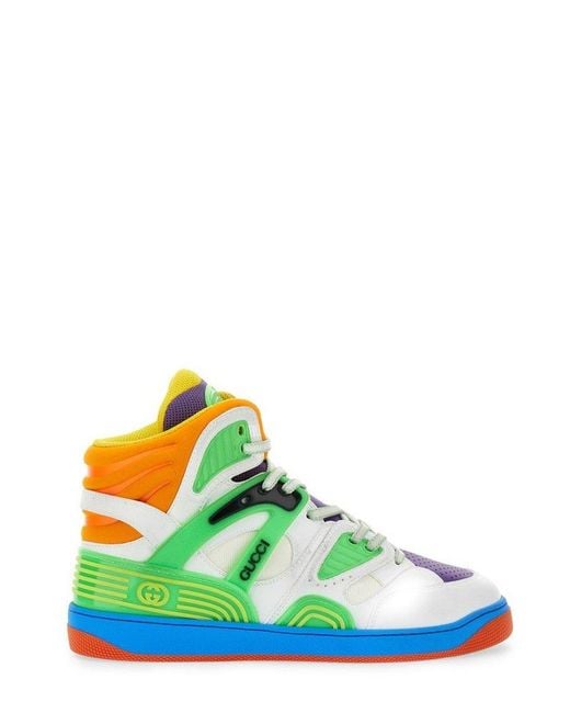 Gucci Green Panelled High Top Basketball Sneakers for men