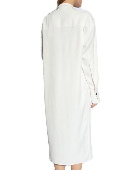 Ferragamo White Dress With Long Sleeves,
