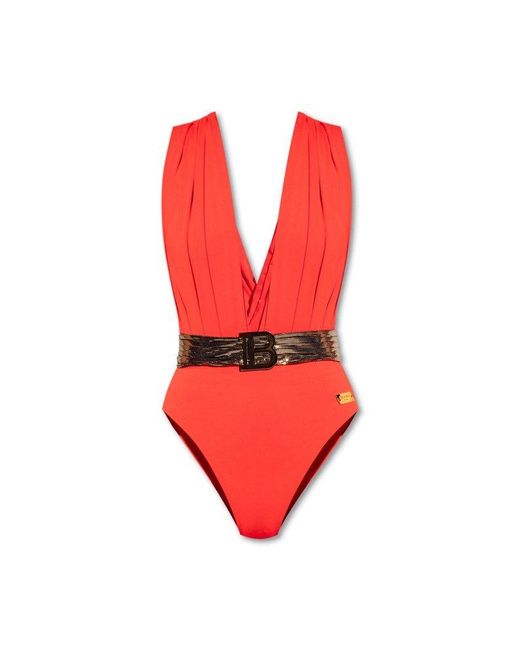 Balmain Red One-piece Swimsuit