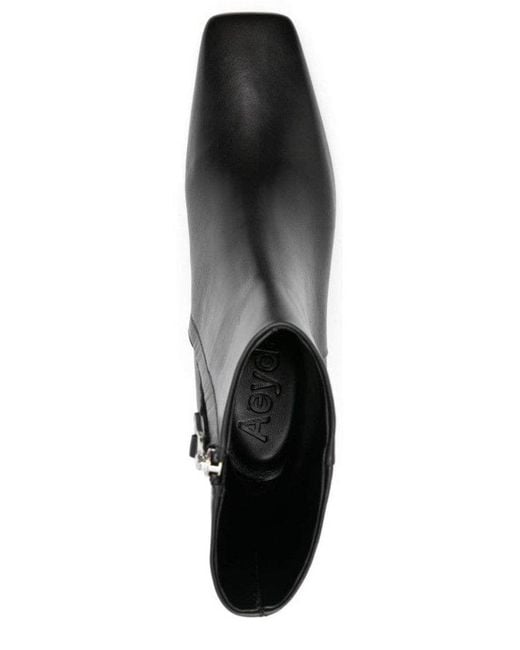 Aeyde Black Square-Toe Ankle Boots