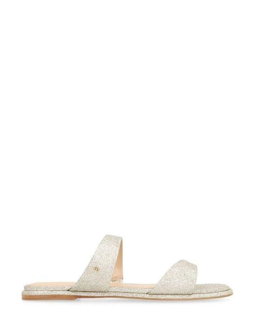 Michael Kors White Jaida Glitter Embellished Sandals