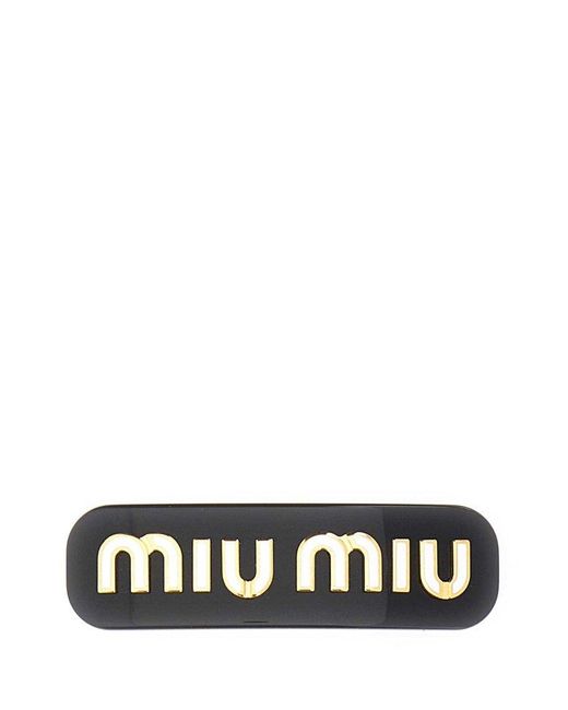 Miu Miu White Logo Plaque Hair Clip