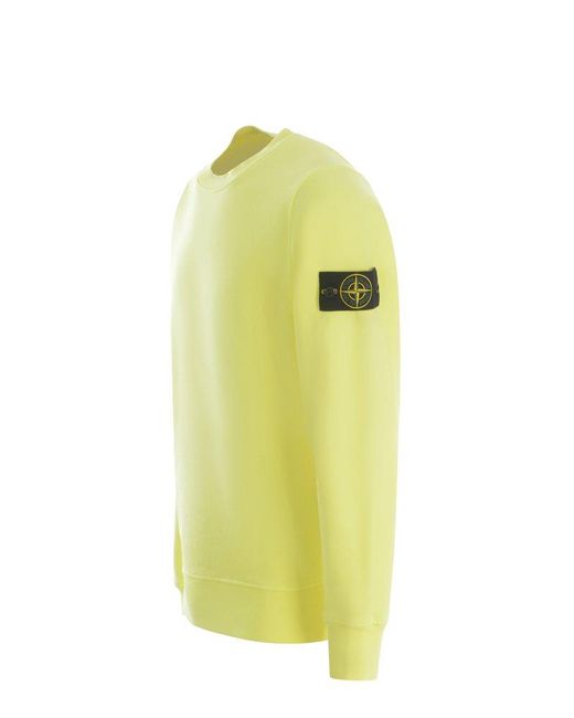 Stone Island Yellow Logo Patch Crewneck Sweatshirt for men