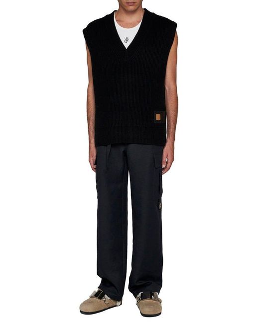 J.W. Anderson Black Logo Patch Knitted Vest for men