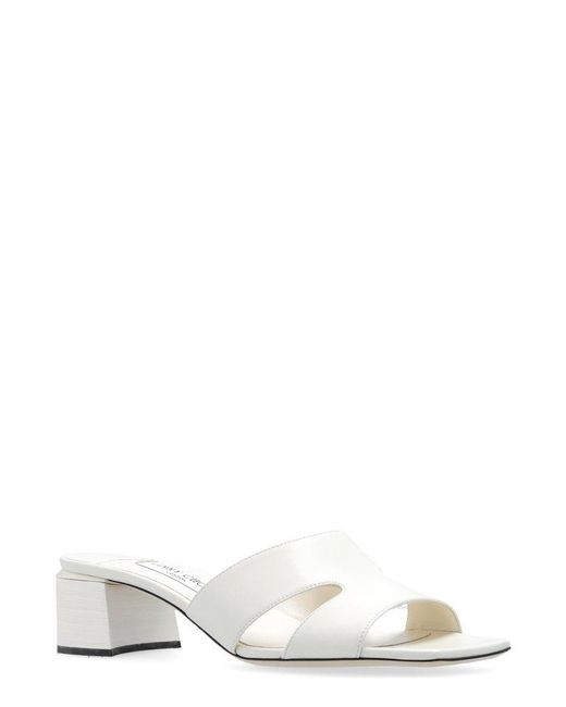 Jimmy Choo White Elisa Square-toe Heeled Sandals