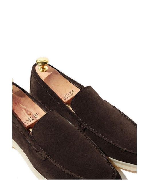 Scarosso Brown Ludovico Round-Toe Slip-On Loafers for men