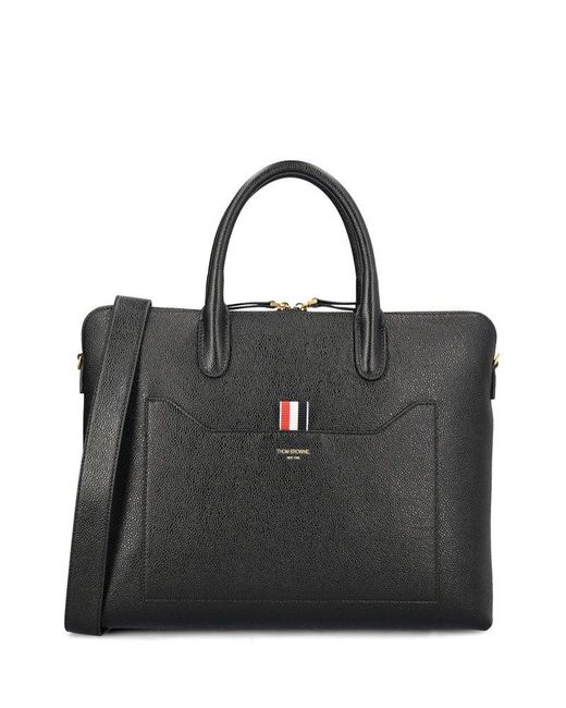 Thom Browne Logo Detailed Laptop Bag in Black for Men Lyst