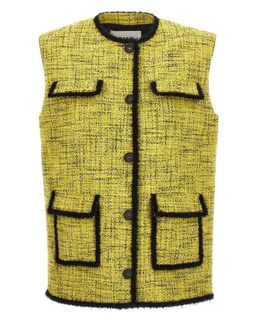 MSGM Yellow Single-breasted Tweed Vest