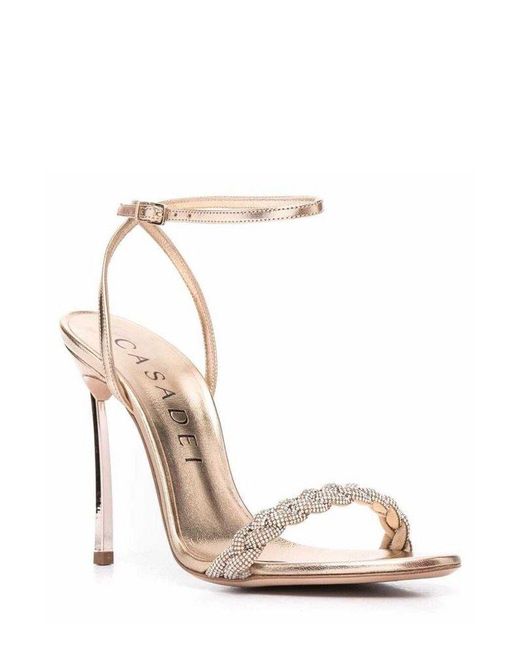 Casadei White Embellished High-heeled Sandals