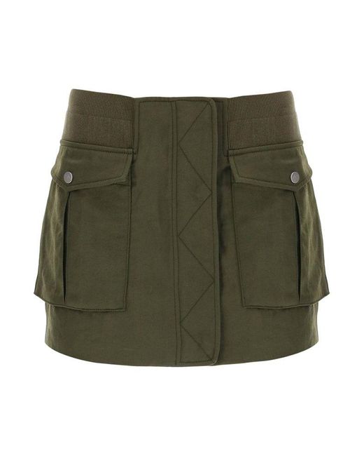 Dion Lee Green Twill Bomber Mini Skirt