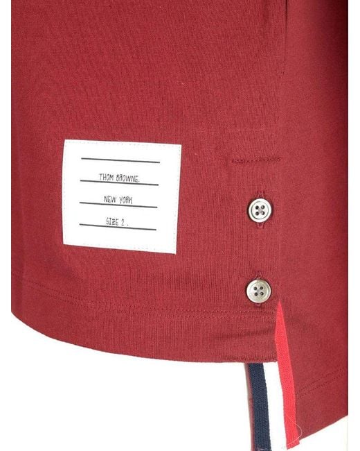 Thom Browne Red Logo Patch Crewneck T-shirt for men